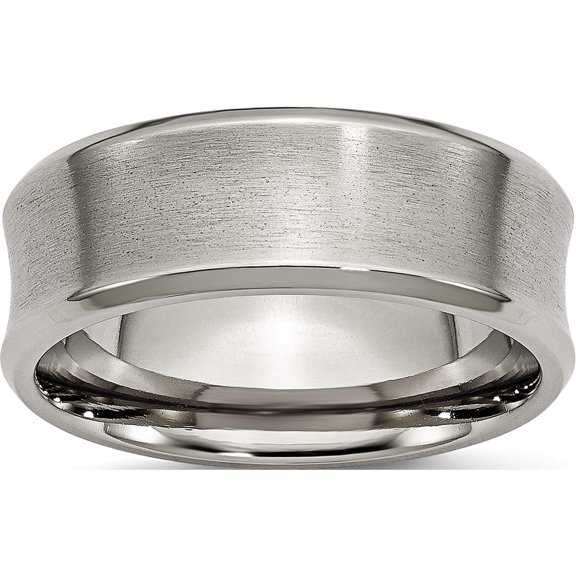 Titanium Brushed & Polished Concave 8mm Beveled Edge Band (Size 9) Made In China tb47-9