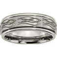 thumbnail image 1 of Titanium Brushed & Polished Flame Laser Design 8mm Ridged Edge Band (Size 9.5) Made In China tb11t-9.5, 1 of 5