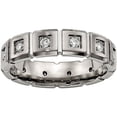 thumbnail image 1 of Titanium Brushed/Polished Grooved CZ Ring, 1 of 9