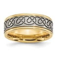 thumbnail image 1 of Titanium Brushed/Polished Yellow Ip Scroll Design 8mm Grooved Edge Band (Size 11) Made In China tb312-11, 1 of 4