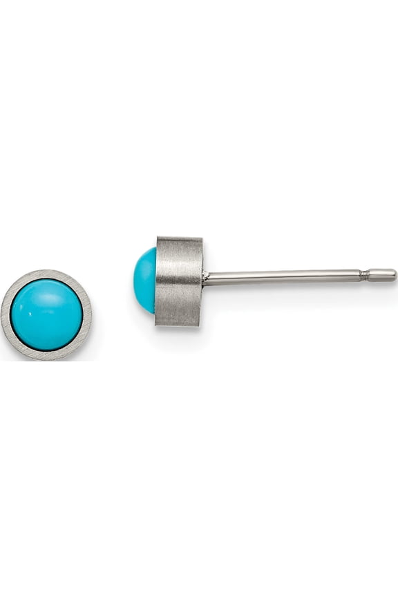 Titanium Chisel Titanium Brushed Turquoise 5mm Stud Earrings