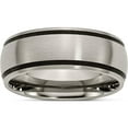 thumbnail image 1 of Titanium Brushed With Black Rubber 8mm Band (Size 11.5) Made In China tb184-11.5, 1 of 5