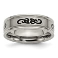 thumbnail image 1 of Titanium Brushed With Black Rubber Design 7mm Ridged Edge Band (Size 11) Made In China tb277-11, 1 of 4