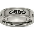 thumbnail image 1 of Titanium Brushed With Black Rubber Design 7mm Ridged Edge Band (Size 8) Made In China tb277-8, 1 of 5
