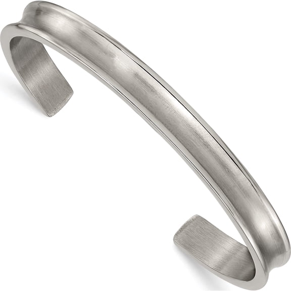 Titanium Brushed With Polished Edge 6.5mm Cuff Bangle (6.5 X 6.5) Made In China tbb174