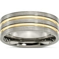 thumbnail image 1 of Titanium Brushed Yellow Ip-Plated 8mm Grooved Band (Size 8.5) Made In China tb362-8.5, 1 of 5