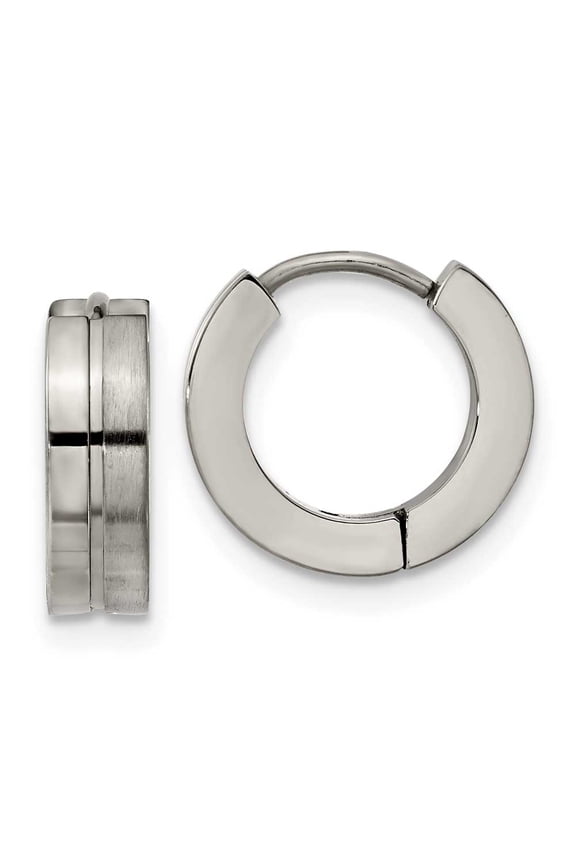 Chisel Titanium Brushed and Polished 4mm Huggie Hoop Earrings