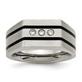thumbnail image 1 of Titanium Brushed and Polished Black Ip-plated Cubic Zirconias Ring - Size 10, 1 of 2