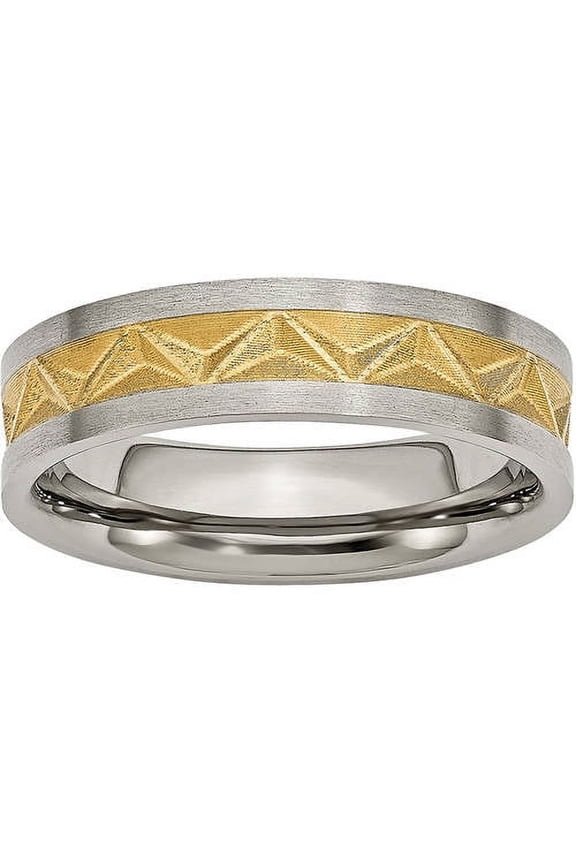 Titanium Brushed and Yellow IP-plated Ladies 6mm Band