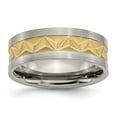 thumbnail image 1 of Titanium Brushed and Yellow IP-plated Mens 8mm Band Size: 8; for Adults and Teens; for Women and Men, 1 of 6