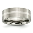 thumbnail image 1 of Titanium Brushed w/Sterling Silver Inlay 8mm Flat Band, 1 of 6