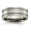 thumbnail image 1 of Titanium Brushed w/Sterling Silver Inlay 8mm Grooved Band, 1 of 7