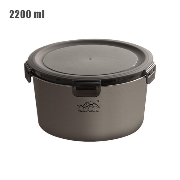 Titanium Camping Bento Box - 13/20/37/74 oz Round Airtight Frosted Treatments Container with Foldable Handle for Backpacking, Ultralight Food Storage