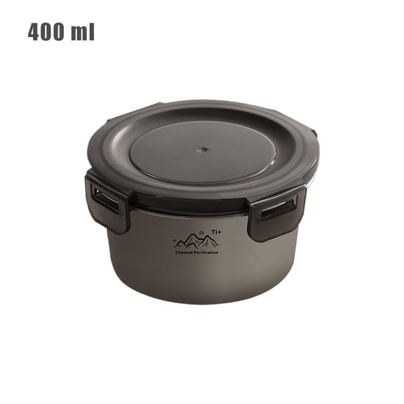 Titanium Camping Box - 13/20/37/74 oz Round Airtight Frosted Treatments Container with Foldable Handle for Backpacking, Ultralight Food Storage