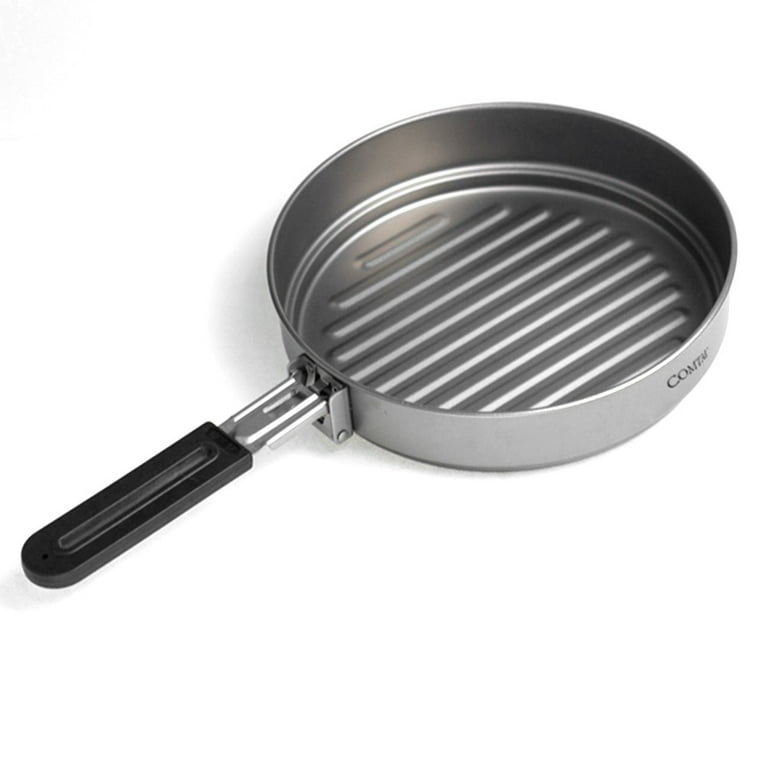 Titanium Camping Frying Pan Pot Cookware Open Fire Cookware with Folding  Handle