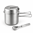 Tmess Kit Titanium Camping Mess Kit 1100ml + 350ml Set for Hiking, Travel, and ...