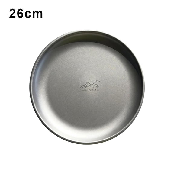 Titanium Camping Plate, Lightweight Round Dinner Plate for Picnics, Backpacking, Outdoor Meals, Fruit & Salad Serving, 10.24 in