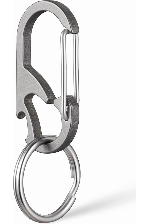 Titanium Carabiner Keychain Clip, AntiLot Key Ring Holder, elfLocking Metal Gate Clip Chain Bottle Opener for Men Women