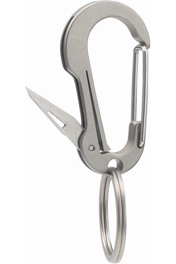 Titanium Carabiner Keychain Clip, Minimalist D-Shape Quick Release Key Holder, Lightweight Metal Key Ring Clip for Keys, Bags, Outdoor Gear, White Titanium EDC Accessory