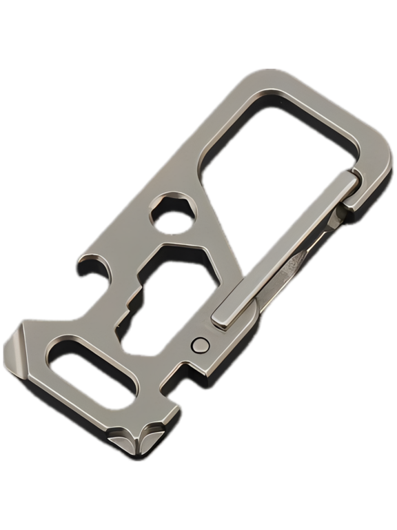 Titanium Carabiner Keychain, Multifunctional EDC Accessory with Bottle Opener, Flat/Phillips Screwdrivers, Hexagon Hole, Heavy Duty, Portable, Compact Buckle for Keys