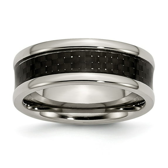 Titanium Carbon Fiber 8mm Band Ring - Size 13