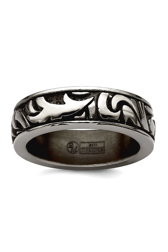 Titanium Casted Abstract Design 7mm Band Size 10.5 Ring for Women and Men - 6.1 Grams