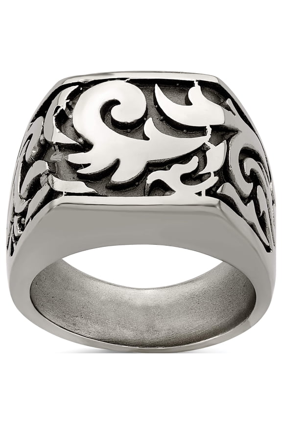 Titanium Casted Design Signet Ring