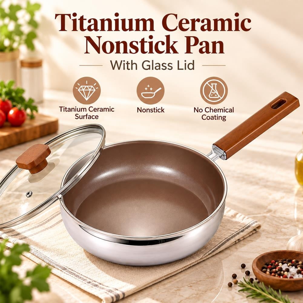 Titanium Ceramic Frying Pan, Nonstick Skillet with Easy-Clean Cooking ...