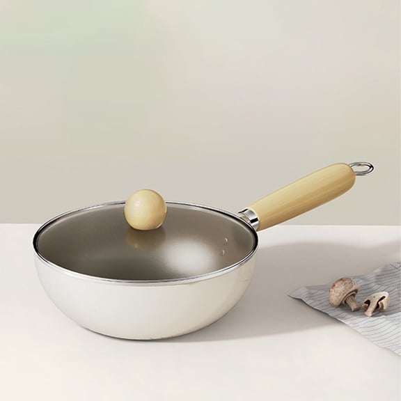 Titanium Ceramic Nonstick Frying Pan Skillet, Induction Compatible Cookware, Deep Sauté Pan with Wood Handle for Omelette, Stir Fry, Egg, Cooking, Home Kitchen, Healthy Oil-Free, Dishwasher Safe