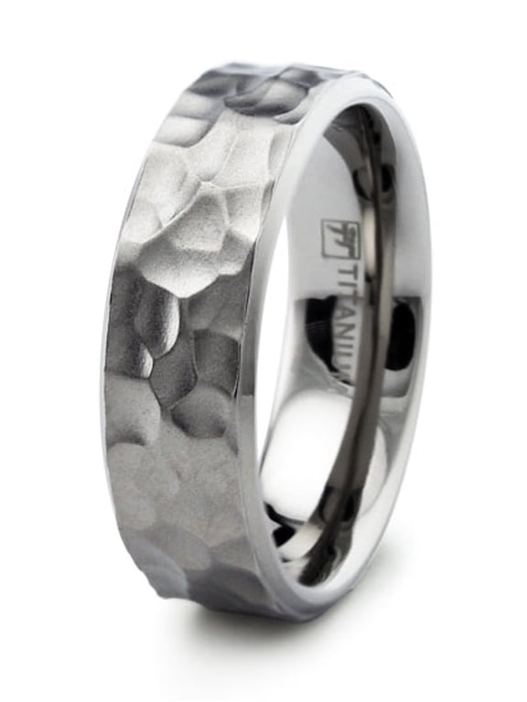 Titanium Classic Hammered Style Wedding Band Ring
