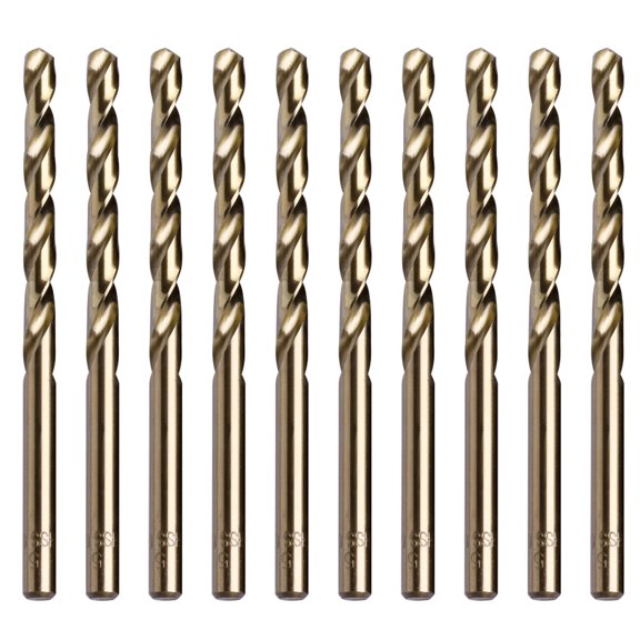 Titanium Coated 10pcs HSS Drill Bit Set Round Shank Spiral Drill Wood Metal Kit