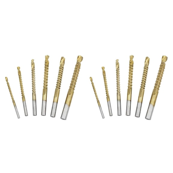 Titanium Coated Drill Bits Set, HSS 3mm-8mm, High Speed Steel for Wood Metal Aluminum Plastic, Side Cutting Serrated Edge(12Pcs)