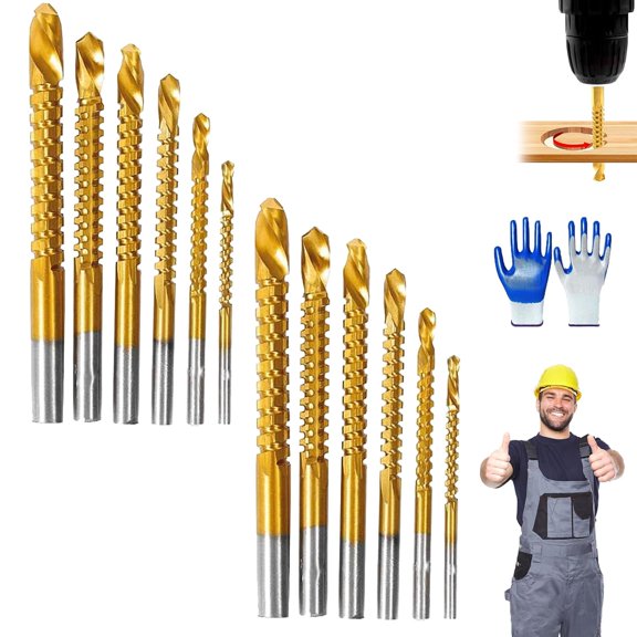 Titanium-Coated High-Speed Steel 6-Piece Metalworking Tool Set, Carbon Steel 6-Piece Metalworking Tool Set: Drill, Cut, & Carve Like a Pro, High-Speed Steel Twist Drill Bits Set 3-8mm