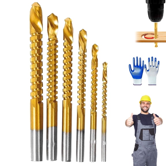 Titanium-Coated High-Speed Steel 6-Piece Metalworking Tool Set, Carbon Steel 6-Piece Metalworking Tool Set: Drill, Cut, & Carve Like a Pro, High-Speed Steel Twist Drill Bits Set 3-8mm