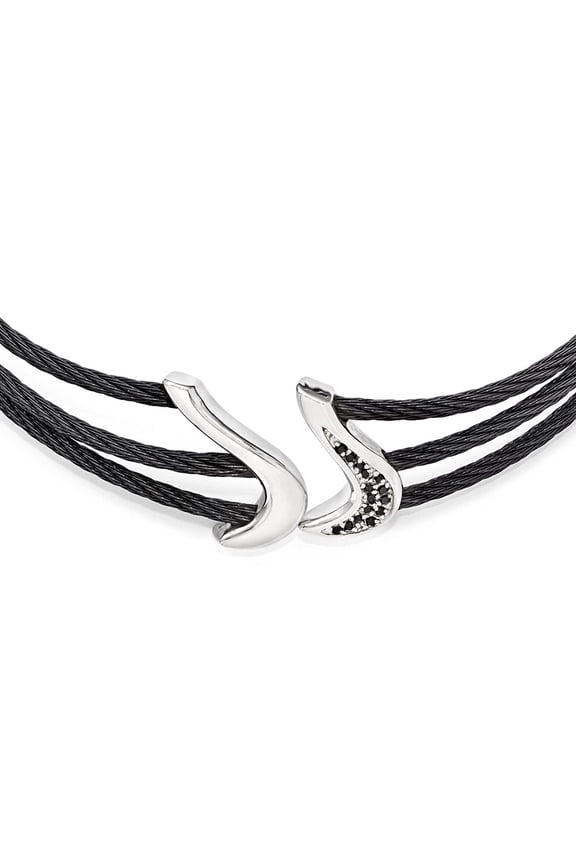 Titanium Collars Necklace Chain Edward Mirell Black Ti & Sterling Silver Spinel Cable Flex Collar 15 inch