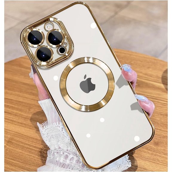 Titanium Color for iPhone 15 Pro Case with Full Camera Protection [No.1 Strong N56 Magnets] [ Grade Drop Protection] for Magsafe Women Girls Men Phone Case (6.1")-Gold