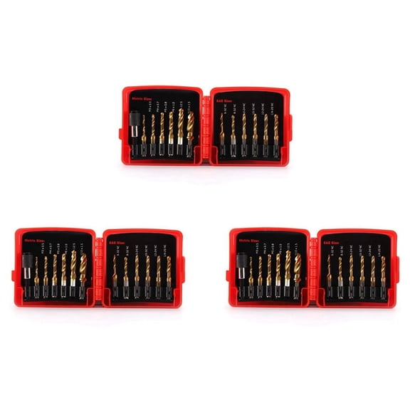 Titanium Combination Drill Tap Bit Set 39PCS SAE and Metric Bits Kit for Screw Thread Drilling Tapping Deburring
