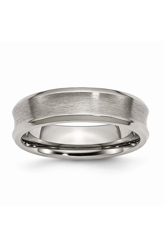 Titanium Concave 6mm Brushed Band Ring - Size 11