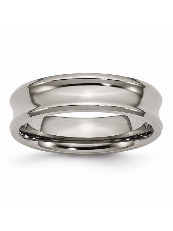 Titanium Concave 6mm Polished Beveled Edge Band Size: 13; for Adults and Teens; for Women and Men