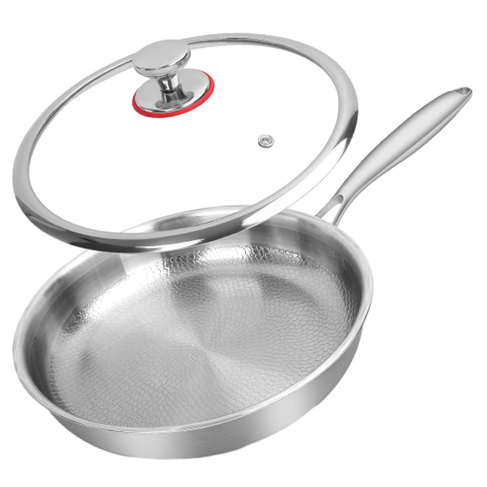 Titanium Cookware Titanium Frying Pan, Pure Titanium Pan Non Stick Fry Pan with Lid Hand Hammered Cooking Pan for All Stovetops