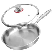 Titanium Cookware Titanium Frying Pan, Pure Titanium Pan Non Stick Fry Pan with Lid Hand Hammered Cooking Pan for All Stovetops