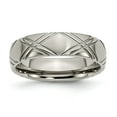 thumbnail image 1 of Titanium Criss-cross Design 6mm Brushed and Polished Band Size: 6; for Adults and Teens; for Women and Men, 1 of 6