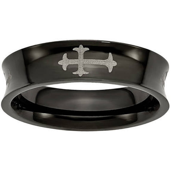 Titanium Cross Black IP-plated 6mm Concave Band