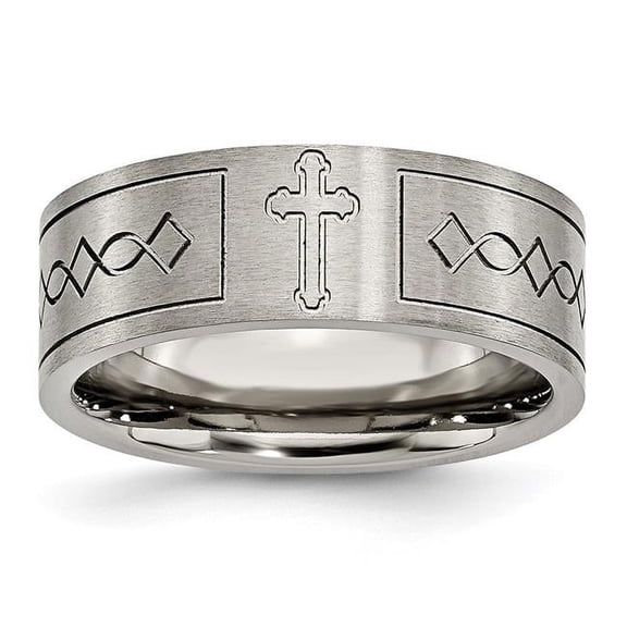 Titanium Cross Design Flat 8mm Brushed Band