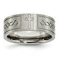 thumbnail image 1 of Titanium Cross Design Flat 8mm Satin Band Ring - Size 11.5, 1 of 2