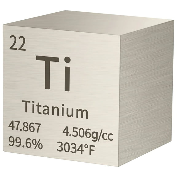 Titanium Cube 10 mm, Element Cubes with Atomic Symbol Ti, High Purity 99.95%, Perfect for Science Demonstrations and Educational Displays, Includes 1 Piece