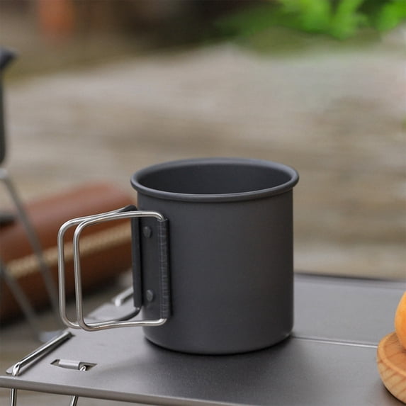 Titanium Cup, Camping Coffee Mug Lightweight Backpacking Titanium Cup with Foldable Handle for Outdoor Camping Hiking Picnic Open Fire Cooking