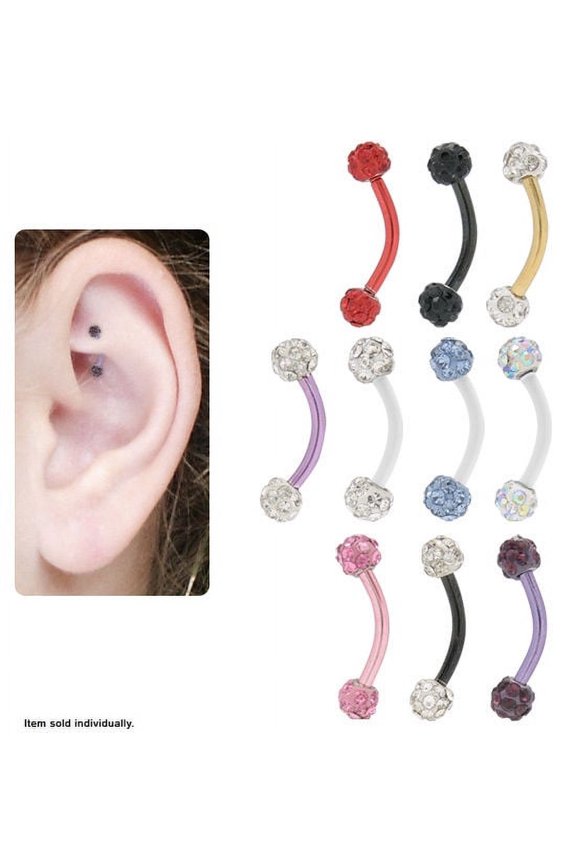 Titanium Curved Rook Earring with Cz Jewels
