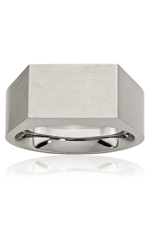 Titanium Custom Engraved Signet Ring Handmade Personalized Monogram Initial Letter Band