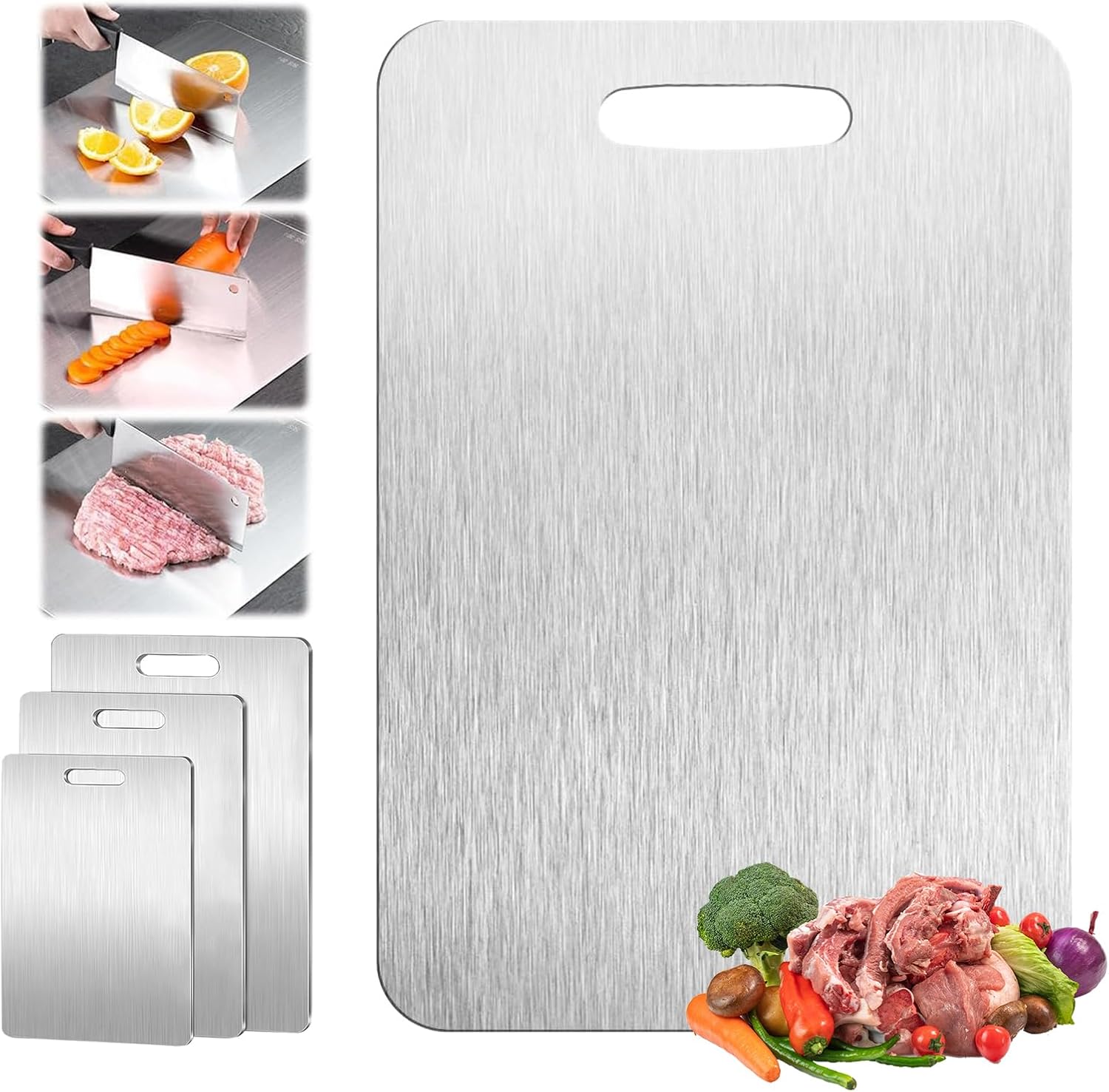 Titanium Cutting Board, 100% Pure Titanium Cutting Board for Kitchen, Non Stick, Double Sided & Food-Grade Stainless Steel Cutting Boards for Home Cooking